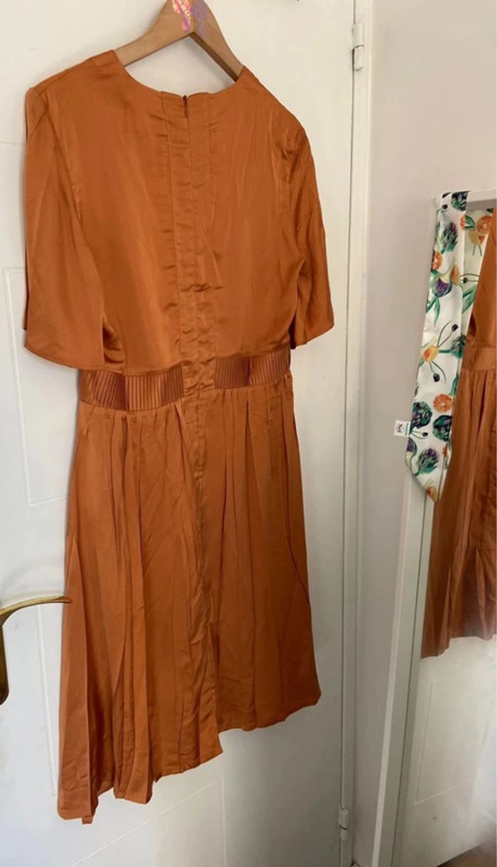 Robe style corset en soie marron caramel avec poches Cotélac Taille S - photo numéro 2