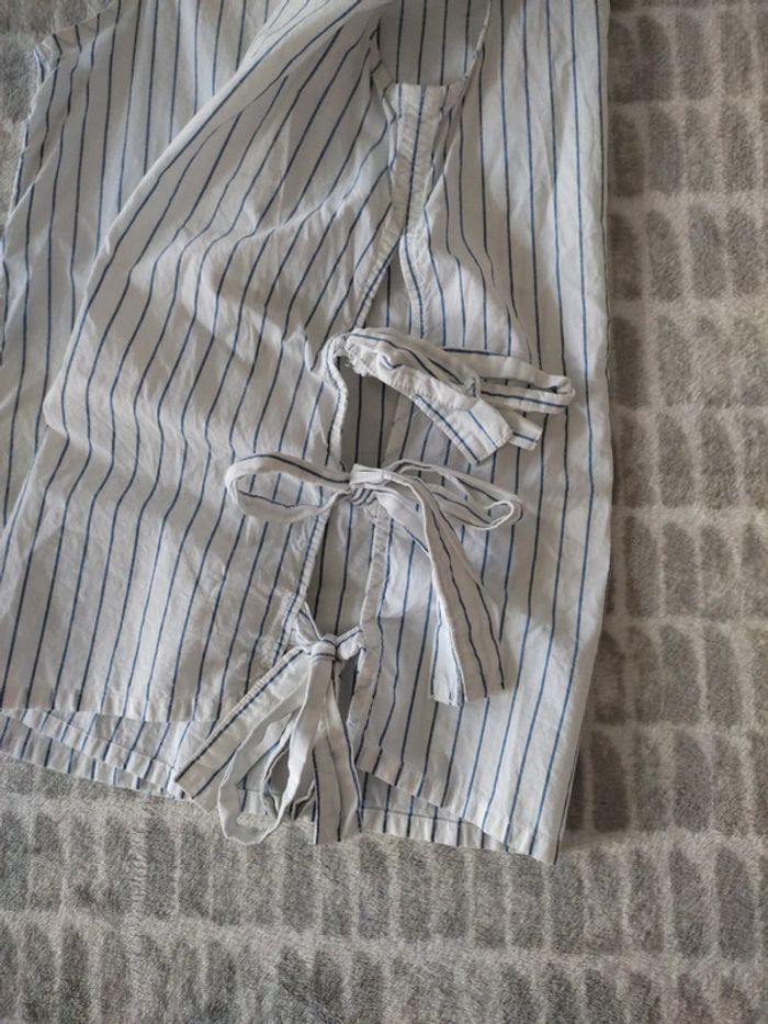 Chemise blouse blanche sans manches rayures bleu Mng taille 38 - photo numéro 3