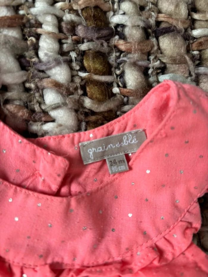 Robe fille en coton rose Grain de blé 2 ans - photo numéro 3
