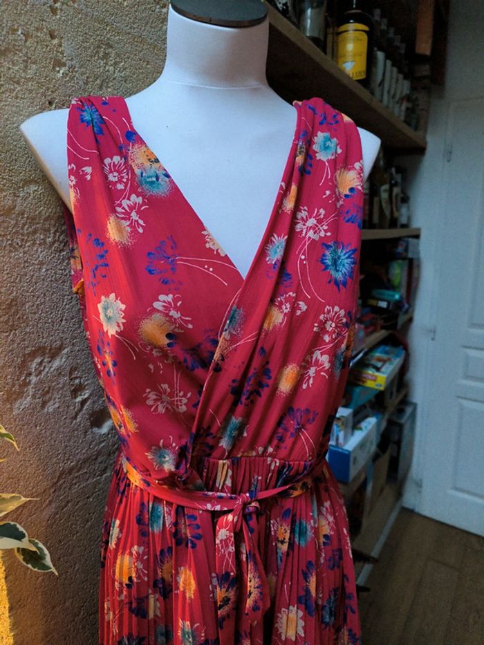 Robe sans manche fleurie vintage taille 44 - photo numéro 3
