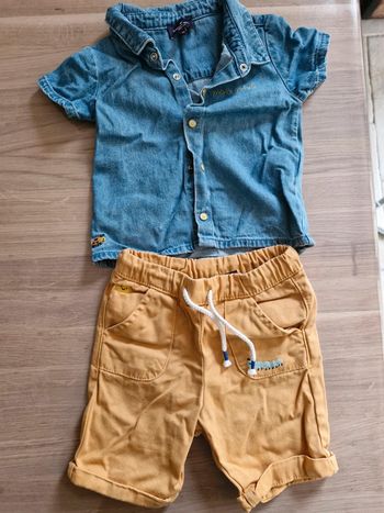 Ensemble short et chemise jean 1 an