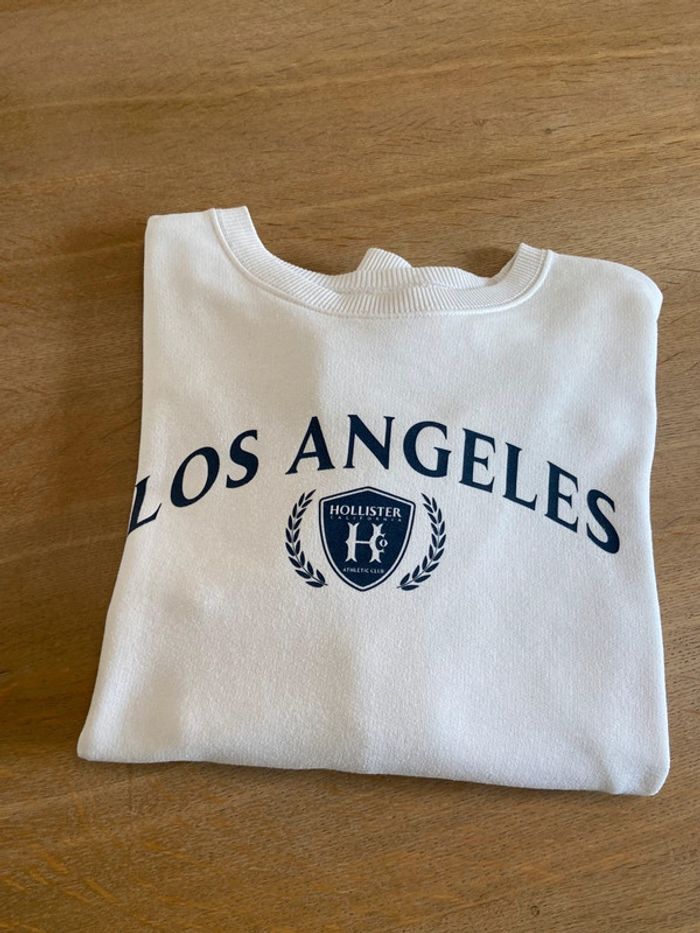 Sweat blanc sérigraphie « Los Angeles » bleu marine Hollister taille M - photo numéro 11