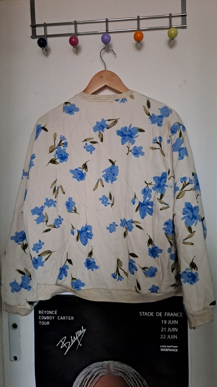 Veste à fleurs matelassée bleu - photo numéro 7