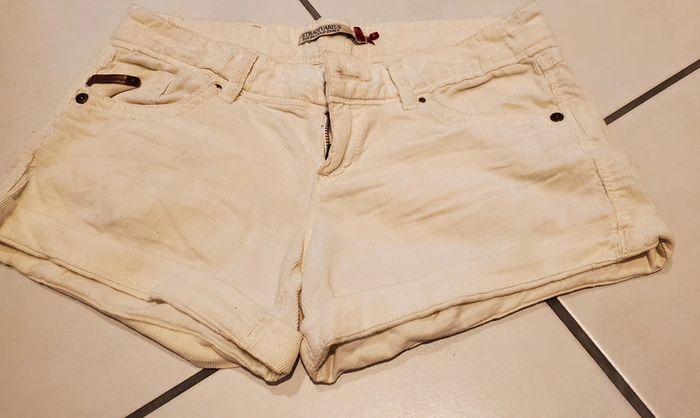 Short blanc strié court 100% Coton de marque Stradivarius - photo numéro 8