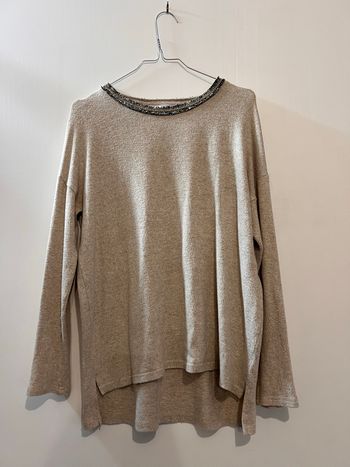 Pull Doux Beige Mélangé PIMKIE avec Collier Intégré - Taille M