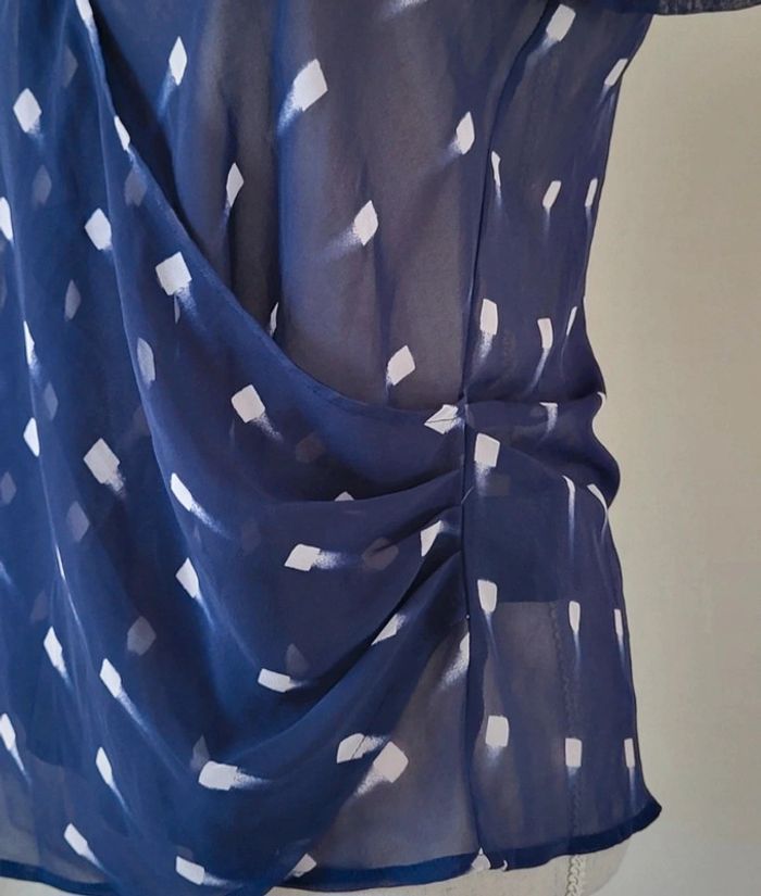 Blouse manches courtes à motifs bleu marine et blanc Mexx Taille 36 38 - photo numéro 4