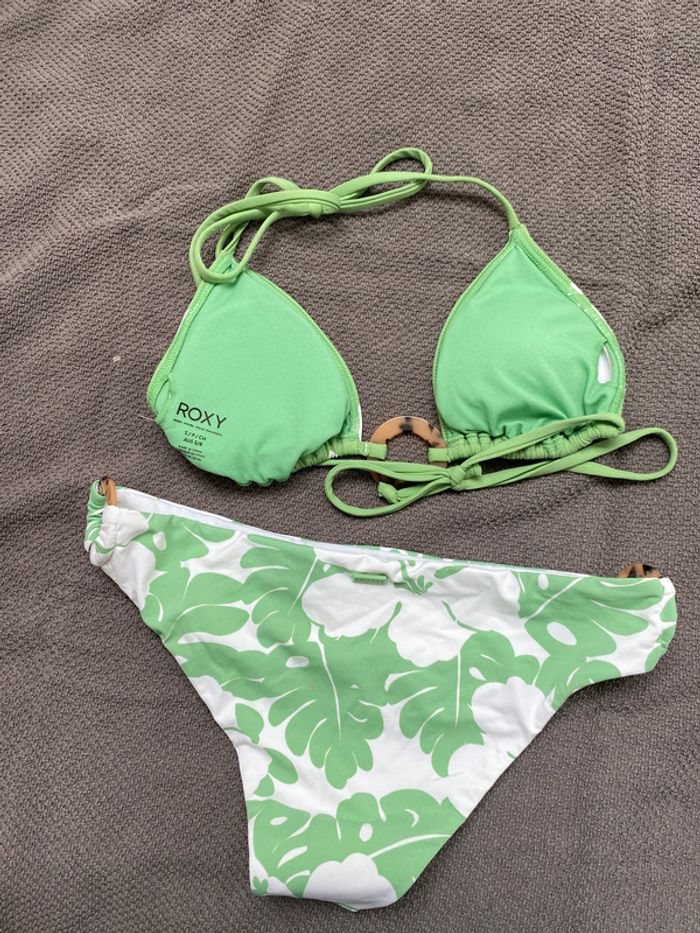 Maillot de bain Roxy S  OG Fixed Tri vert et blanc - photo numéro 2