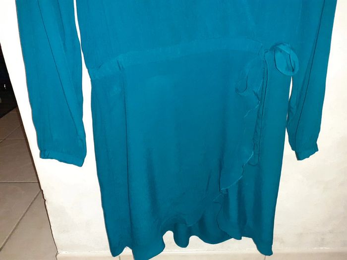 Jolie robe portefeuille bleu vert canard - photo numéro 4