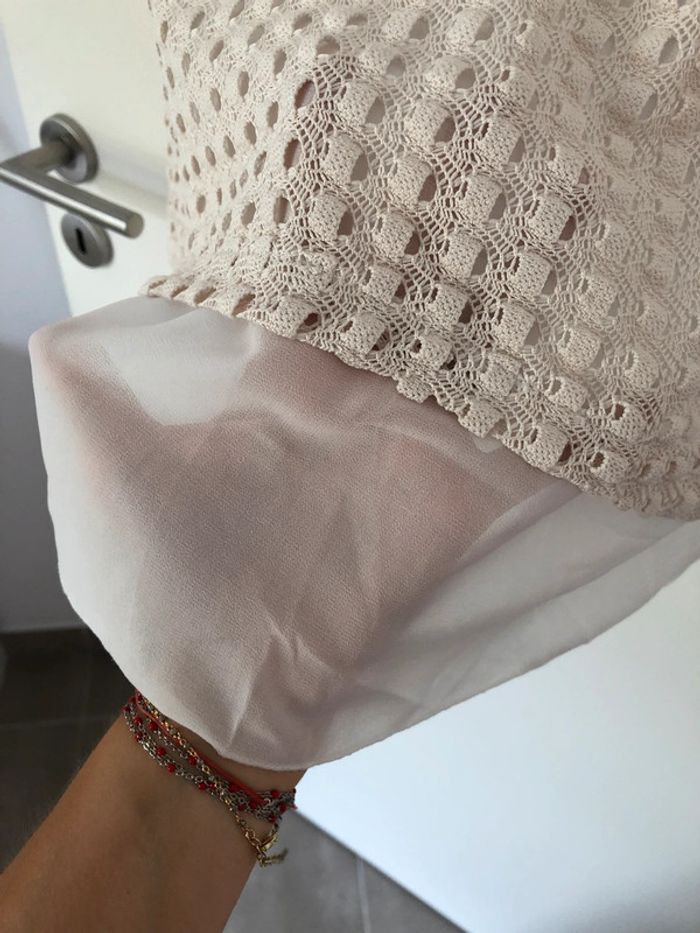 Haut sans manche débardeur crème en dentelle La Fée Maraboutée taille 1 - photo numéro 4