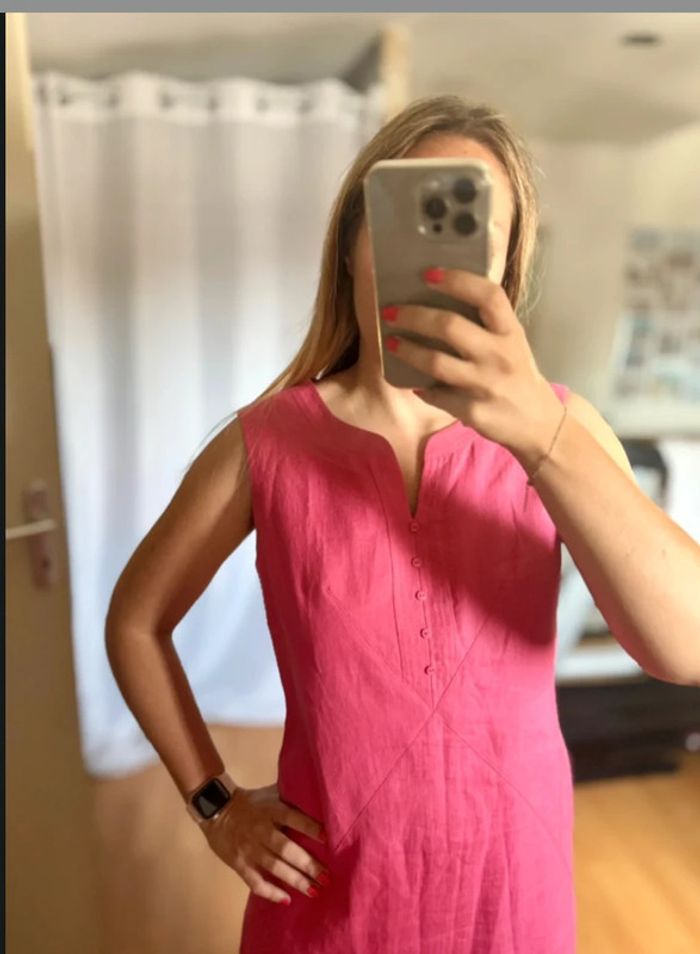 Robe été lin rose Dika 38 M - photo numéro 4
