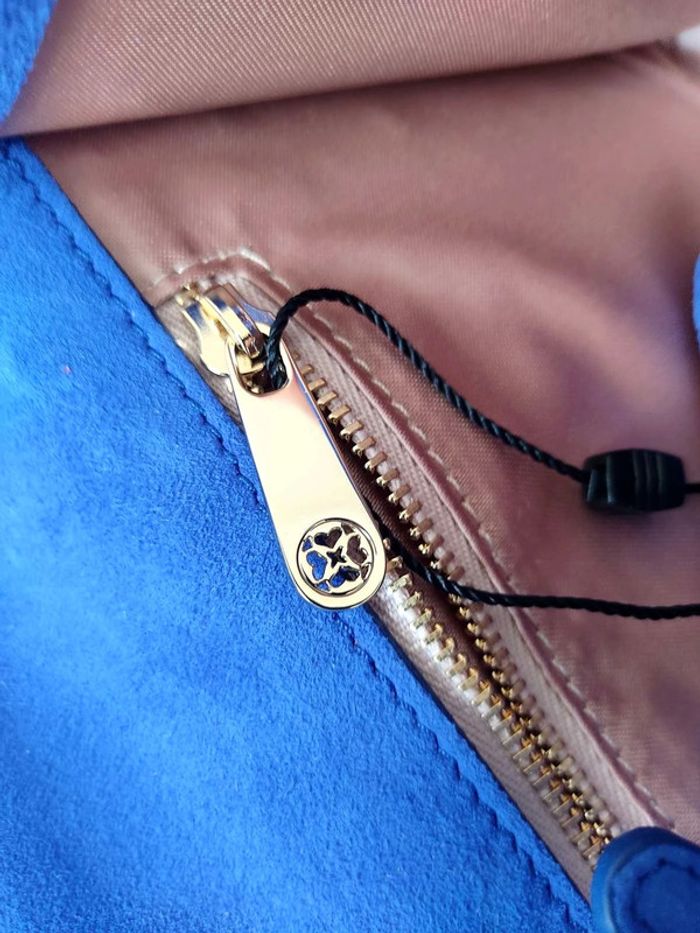 Sac à main LK Bennett pochette en cuir suède Blue Indigo - NEUF - photo numéro 11