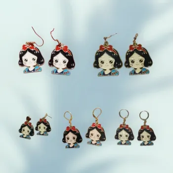 🍎 Boucles d’oreilles Blanche-Neige – attache au choix ! 🍎