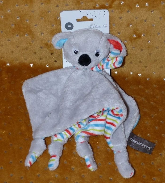 Doudou chien plat orchestra, gris, rayures 🐶neuf
