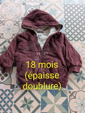 Sweat zippé bébé 18 mois