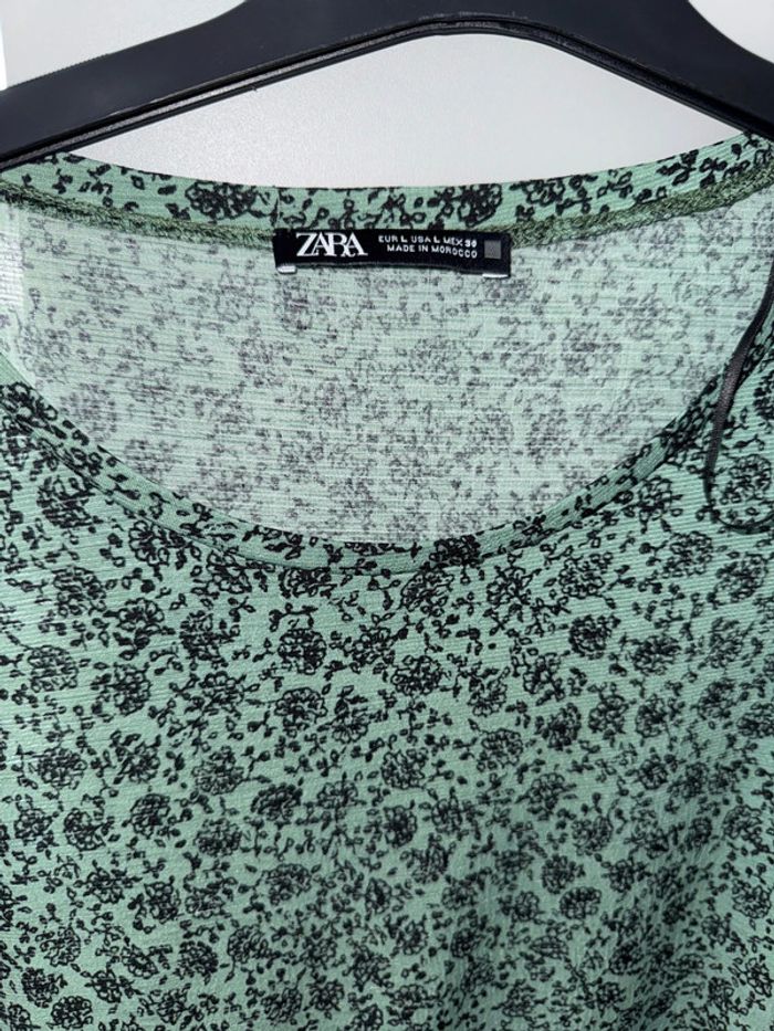Robe zara fleurie vert neuf - photo numéro 3