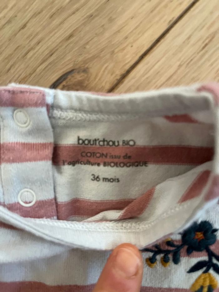 T-shirt marinière rose brodée Monoprix 36 mois - photo numéro 3