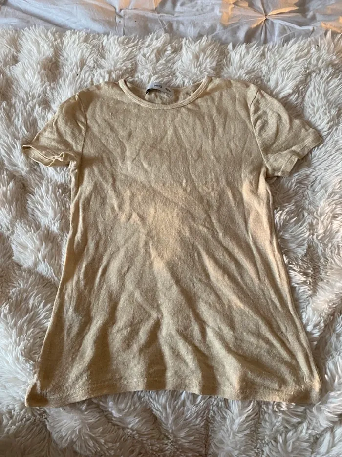T-shirt jaune pastel Mango taille S