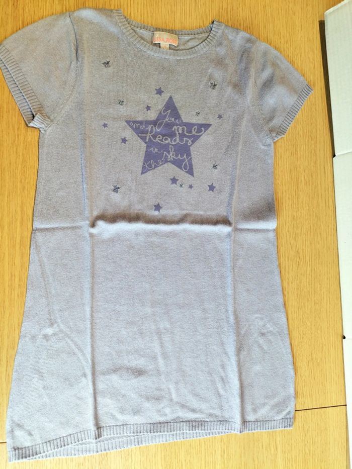 Pull tunique - manches courtes - Lisa rose - 10 ans