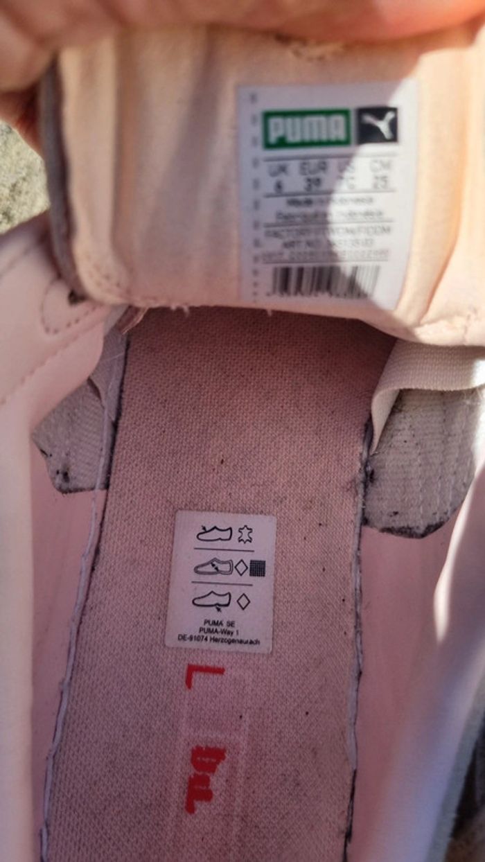Baskets sneakers Puma rose cuir rose 39 état comme neuf - photo numéro 6