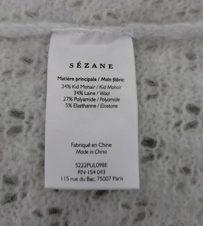 Pull en laine mohair menthe pastel - La Maille Sézane - taille S - photo numéro 5