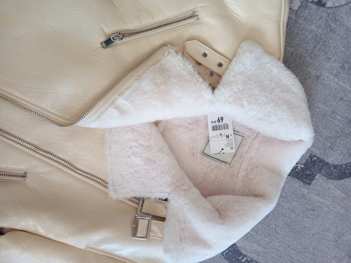 Veste simili cuir fausse fourure