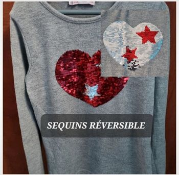 Pull avec motif cœur en sequins réversible 10ans
