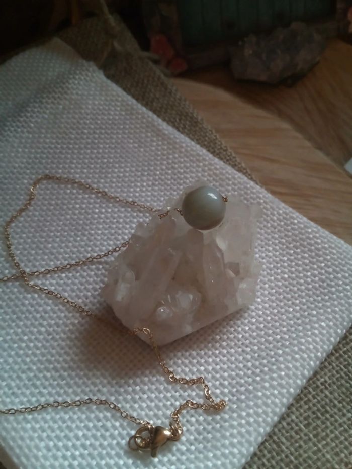 Collier perle en pierre d'agate bleue - photo numéro 3