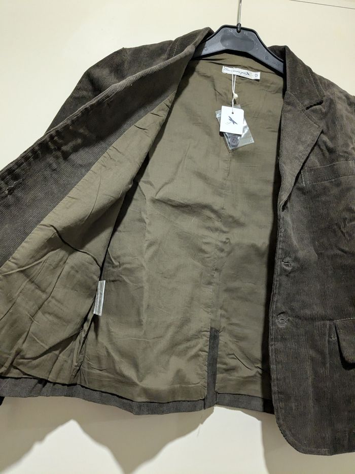 Magnifique veste Bleu comme gris en velours côtelé kaki. Taille 12 ans. - photo numéro 2