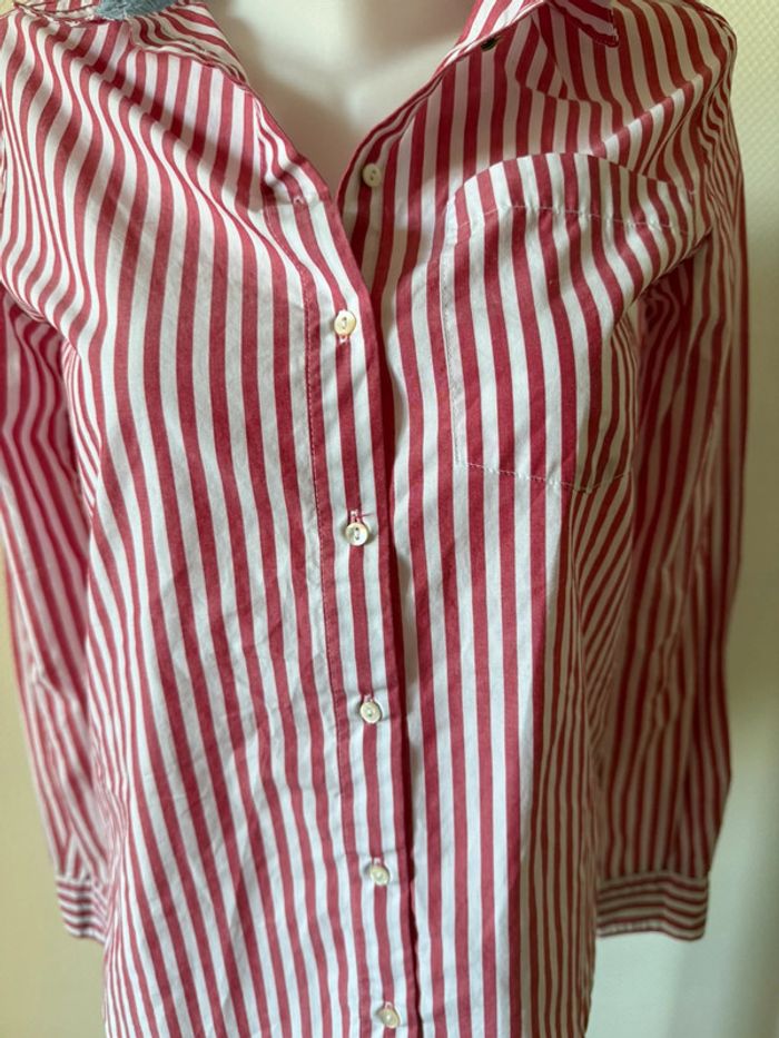 Chemise rose à rayures en très bon état taille 36 springfield - photo numéro 5