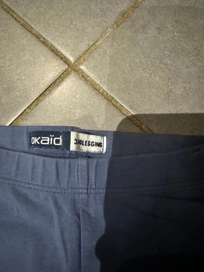 Legging 3/4 avec dentelles en bas de jambes - Okaidi - Bleu & violet - 5 ans - photo numéro 2