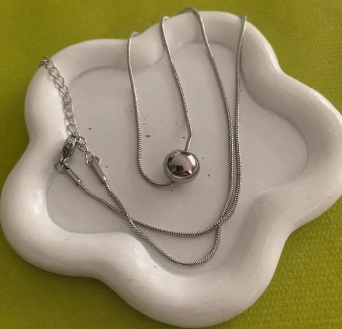 Collier perle en acier inoxydable argenté - photo numéro 4