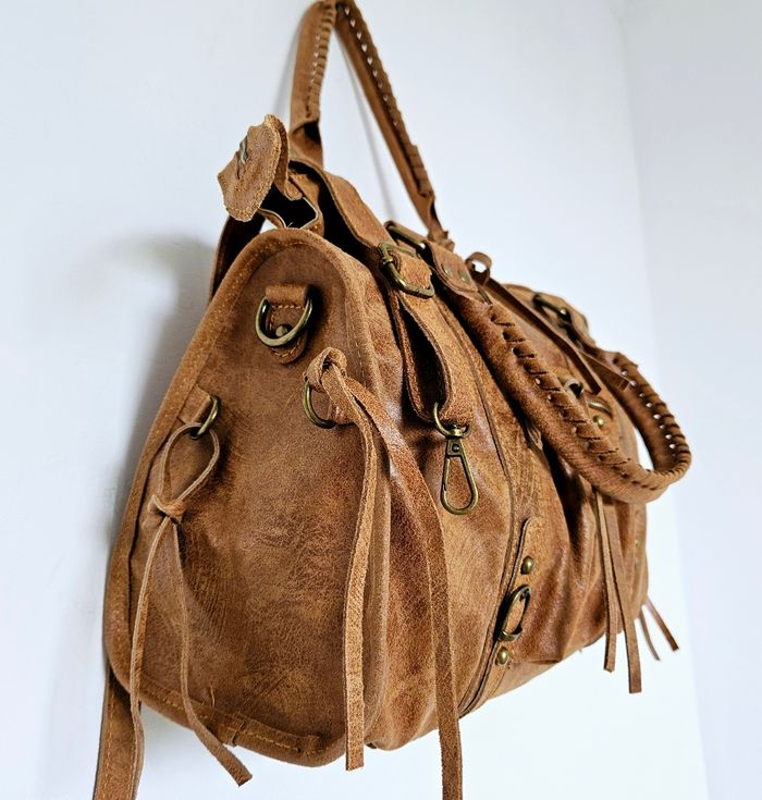 🇮🇹Sac a main 100% Cuir Camel verapelle🇮🇹 The genuine leather neuf avec Bandoulière - photo numéro 2