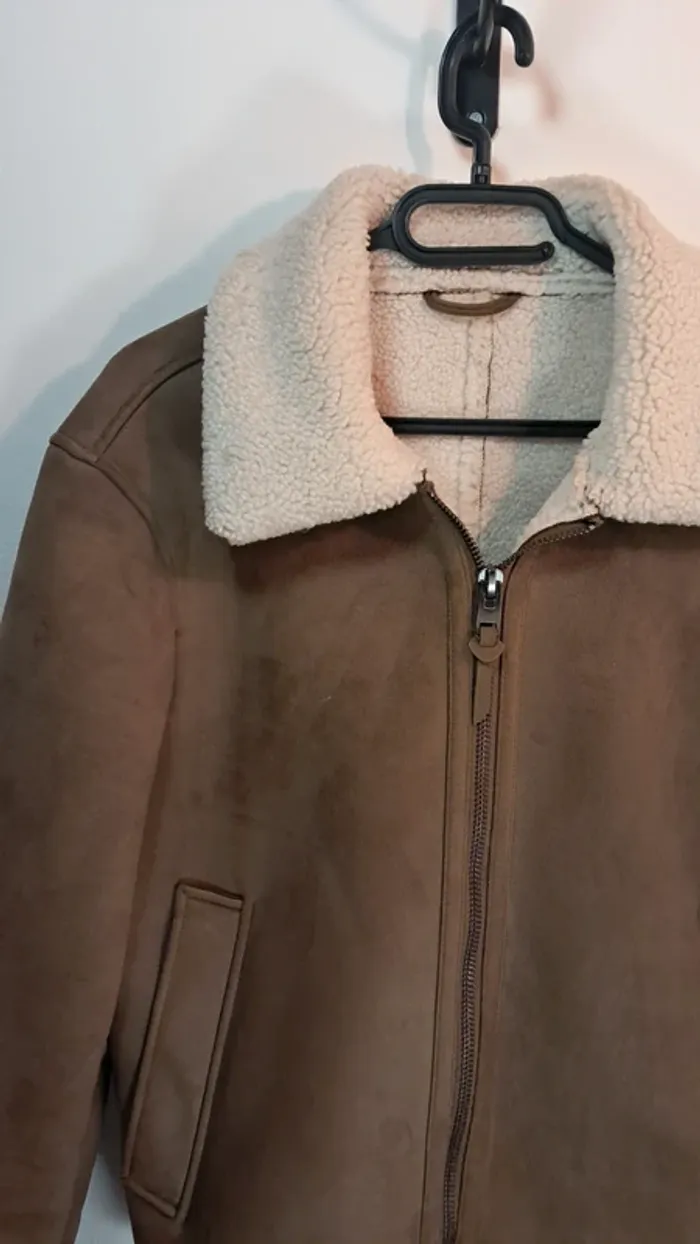 Blouson aviateur effet suédé marron – MNG Man – M - photo numéro 2