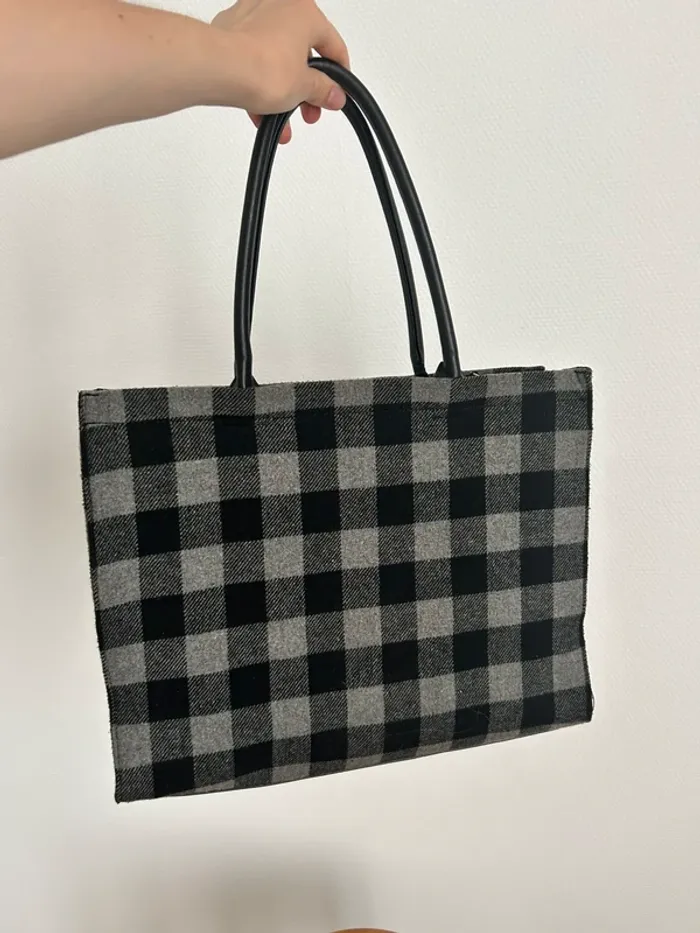 Sac cabas noir et gris style vintage - photo numéro 7