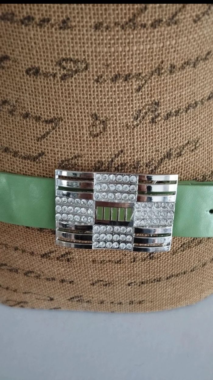 Ceinture verte boucle argenté 95 cm - photo numéro 3