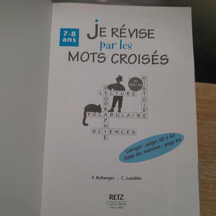 cahier Je révise par les mots croisés 7-8 ans - Retz - photo numéro 2