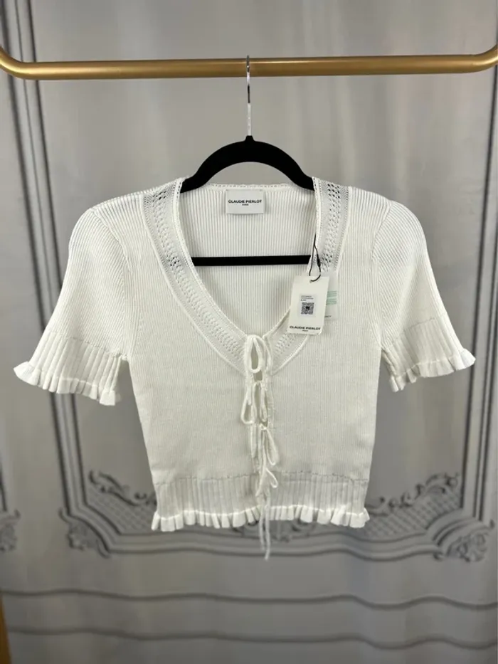 Top court maille crème Claudie Pierlot T. XS neuf