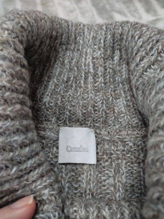 Pull tunique manches courtes gris beige mohair col roulé camaïeu taille 38 - photo numéro 3