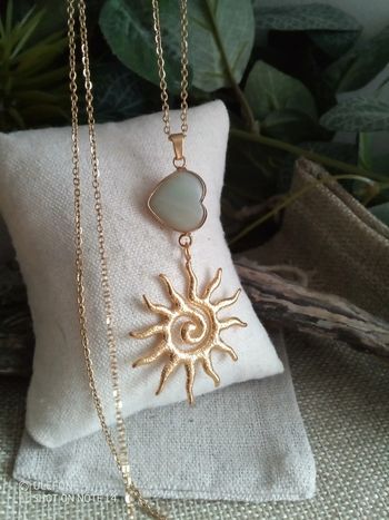 Collier coeur ensoleillé pierre d'amazonite