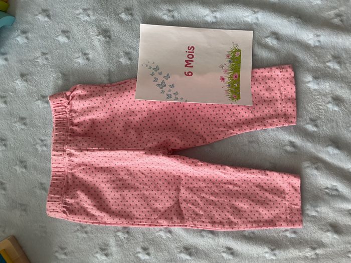 legging rose à pois gris 6 mois taille élastique u tout petits - photo numéro 3