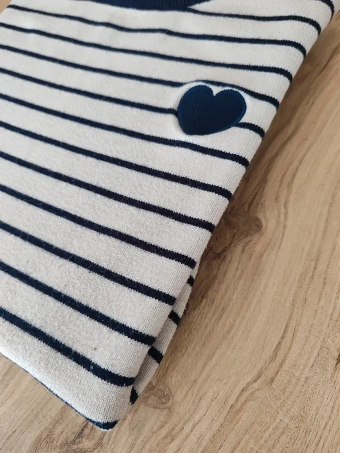 Pull col rond femme a rayures motif coeur Lili lala taille unique - photo numéro 2