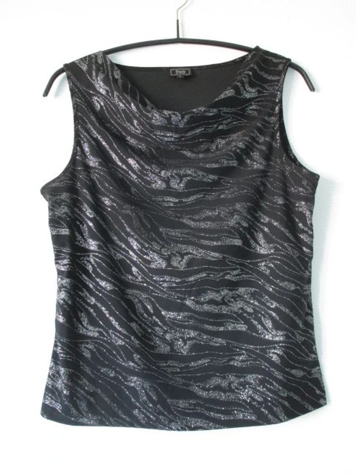 Top noir motifs argent Fiorella di Verdi 42 TBE - photo numéro 6