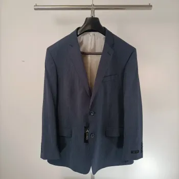 Veste de costume bleue à fines rayures blanches Griffe Noire Taille 52 A469