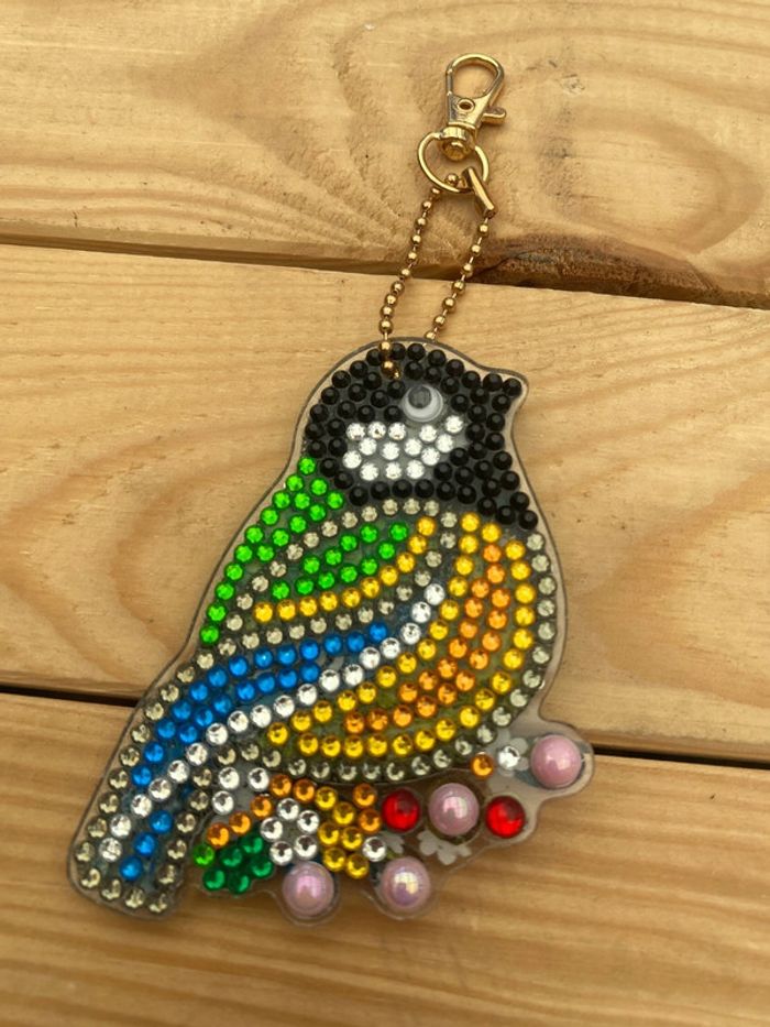 Porte clé recto/verso oiseau 🐦 en Diamond painting - photo numéro 3