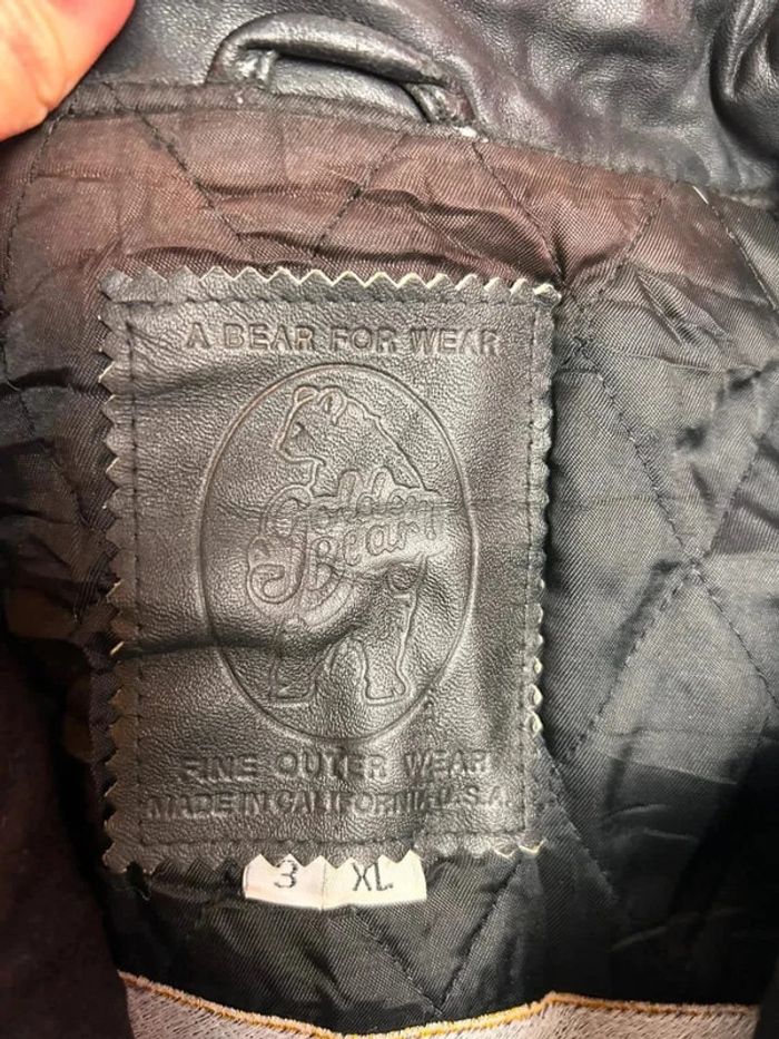 Veste Varsity Vintage Golden Bear x Asymetrix “Supercede” Cuir et Laine Noire Taille 3XL - photo numéro 2