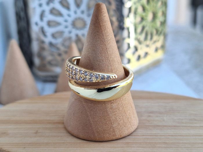 Bague ouverte avec strass design Griffe en Acier Inoxydable Bague de fiançailles pour femmes - photo numéro 4