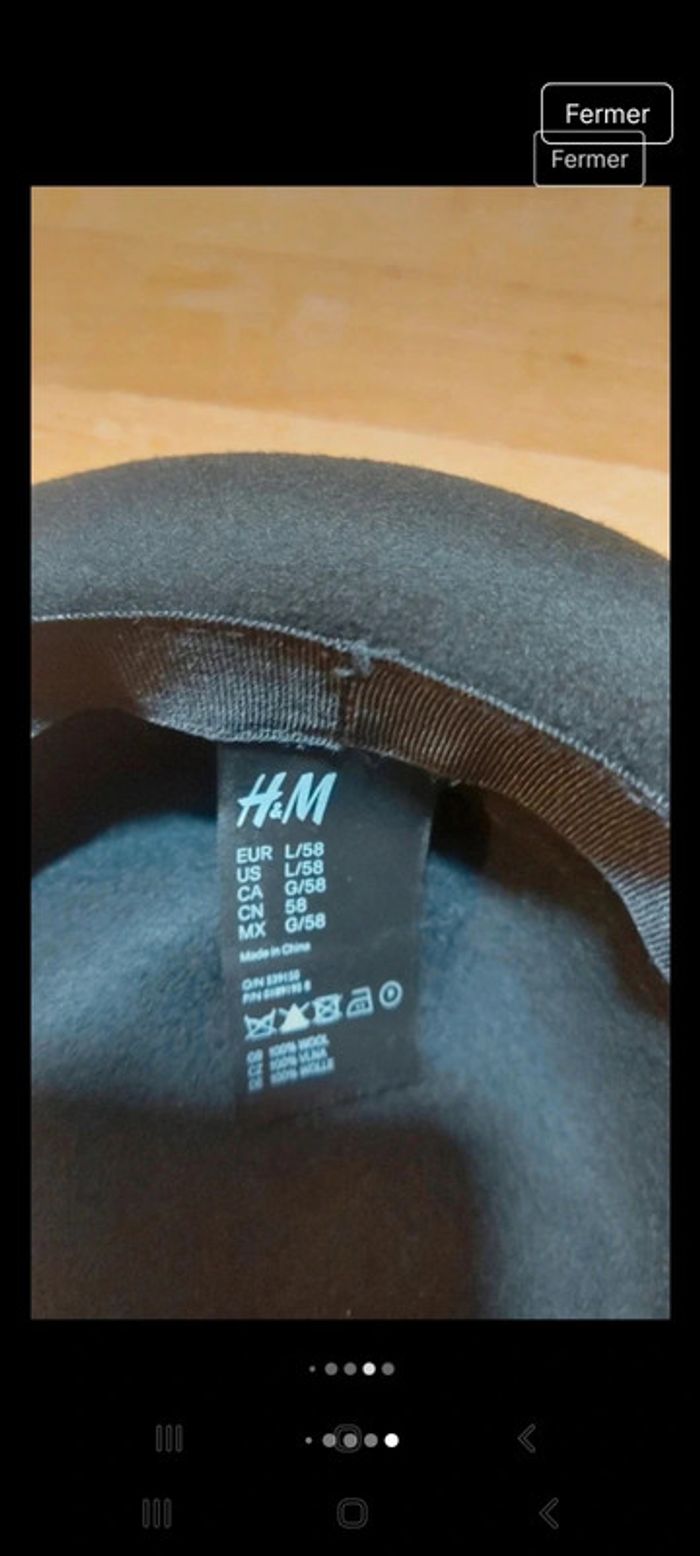 Chapeau H&M 58cm taille L 100% laine 58cm - photo numéro 11