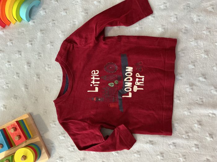 teeshirt manches longues bordeaux dessin et inscription devant 6 mois bout'chou - photo numéro 4