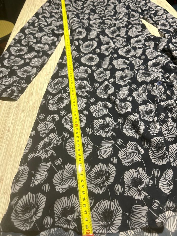 Robe longue en voile imprimé fleur Md’M 42 44 marine manches longues - photo numéro 6