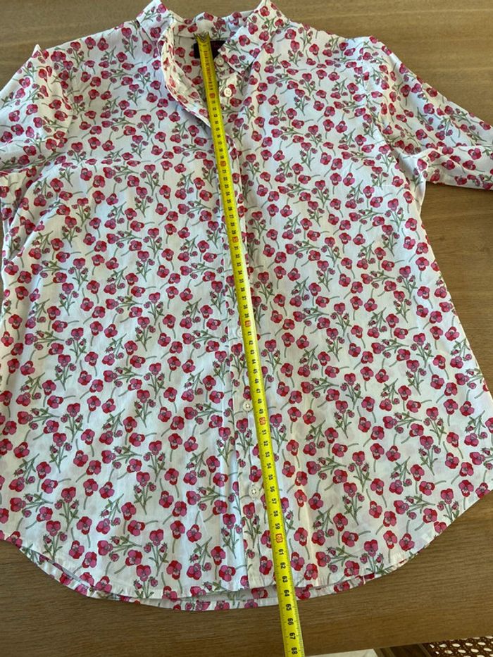 Chemisier JCrew x Liberty blanc fleurs roses taille 40 - photo numéro 8